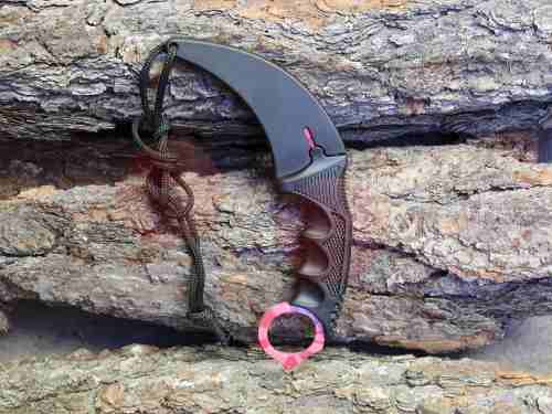 Cuchillo karambit de hoja curva fija con funda, para campismo - foto 5