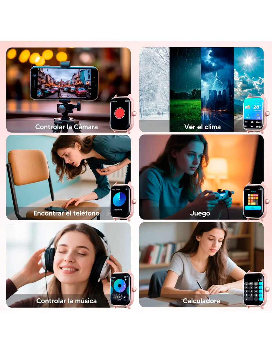 Reloj Inteligente Petukita Box Quopiy reloj Deportes con Asistente - Rosa