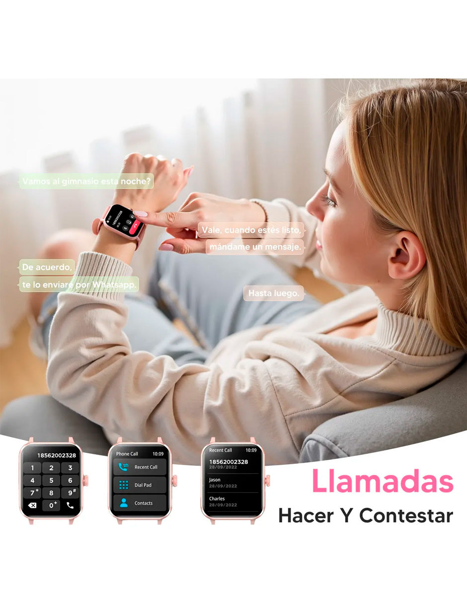 Reloj Inteligente Petukita Box Quopiy reloj Deportes con Asistente - Rosa