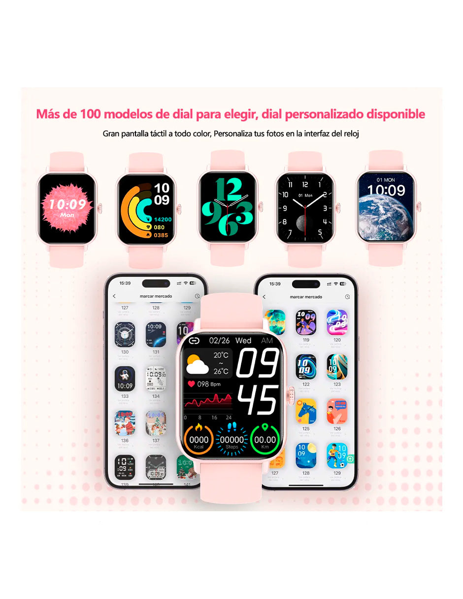 Reloj Inteligente Petukita Box Quopiy reloj Deportes con Asistente - Rosa