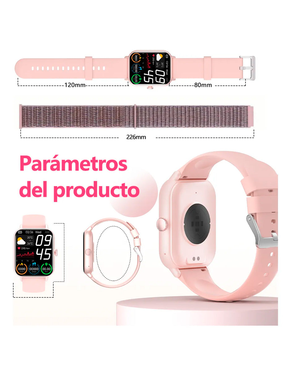 Reloj Inteligente Petukita Box Quopiy reloj Deportes con Asistente - Rosa