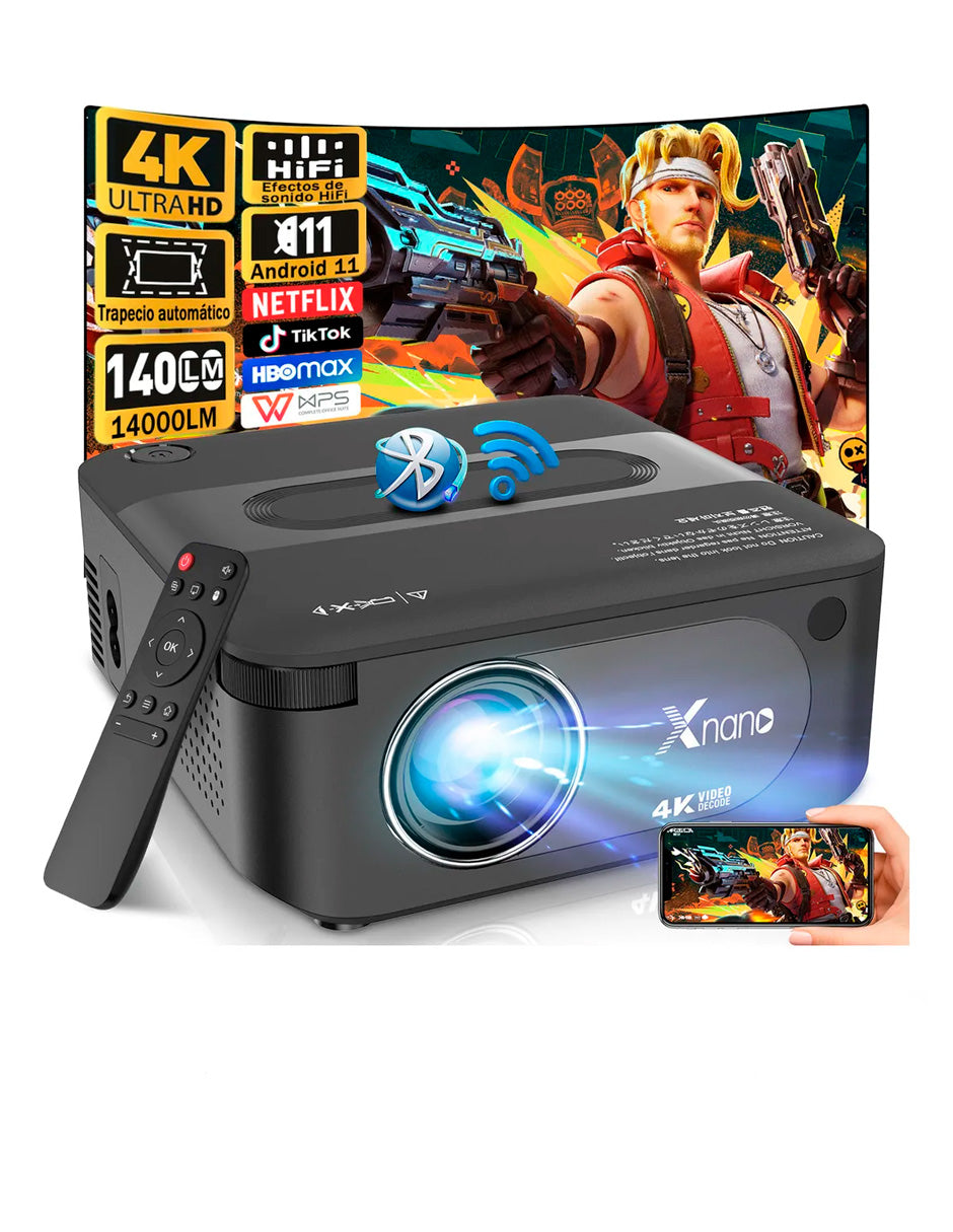 Petukita Box Proyector X6 4K con Android con WiFi y Sonido HiFi Negro