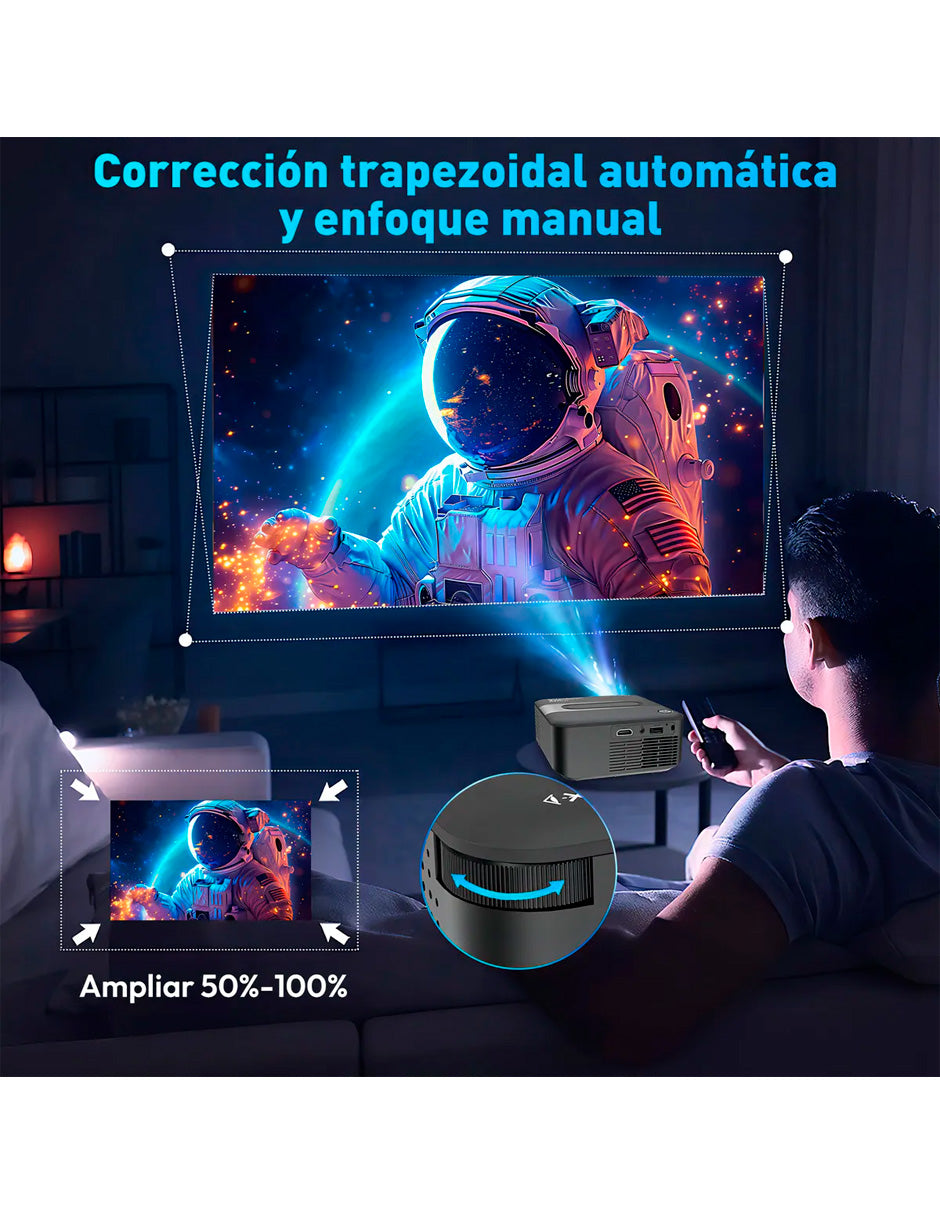 Petukita Box Proyector X6 4K con Android con WiFi y Sonido HiFi Negro