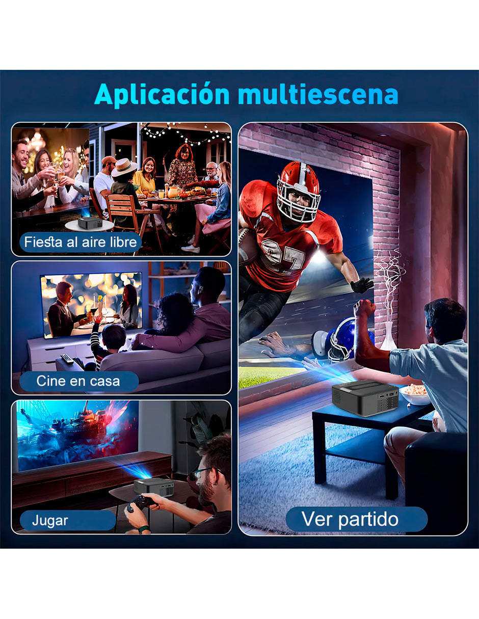 Petukita Box Proyector X6 4K con Android con WiFi y Sonido HiFi Negro