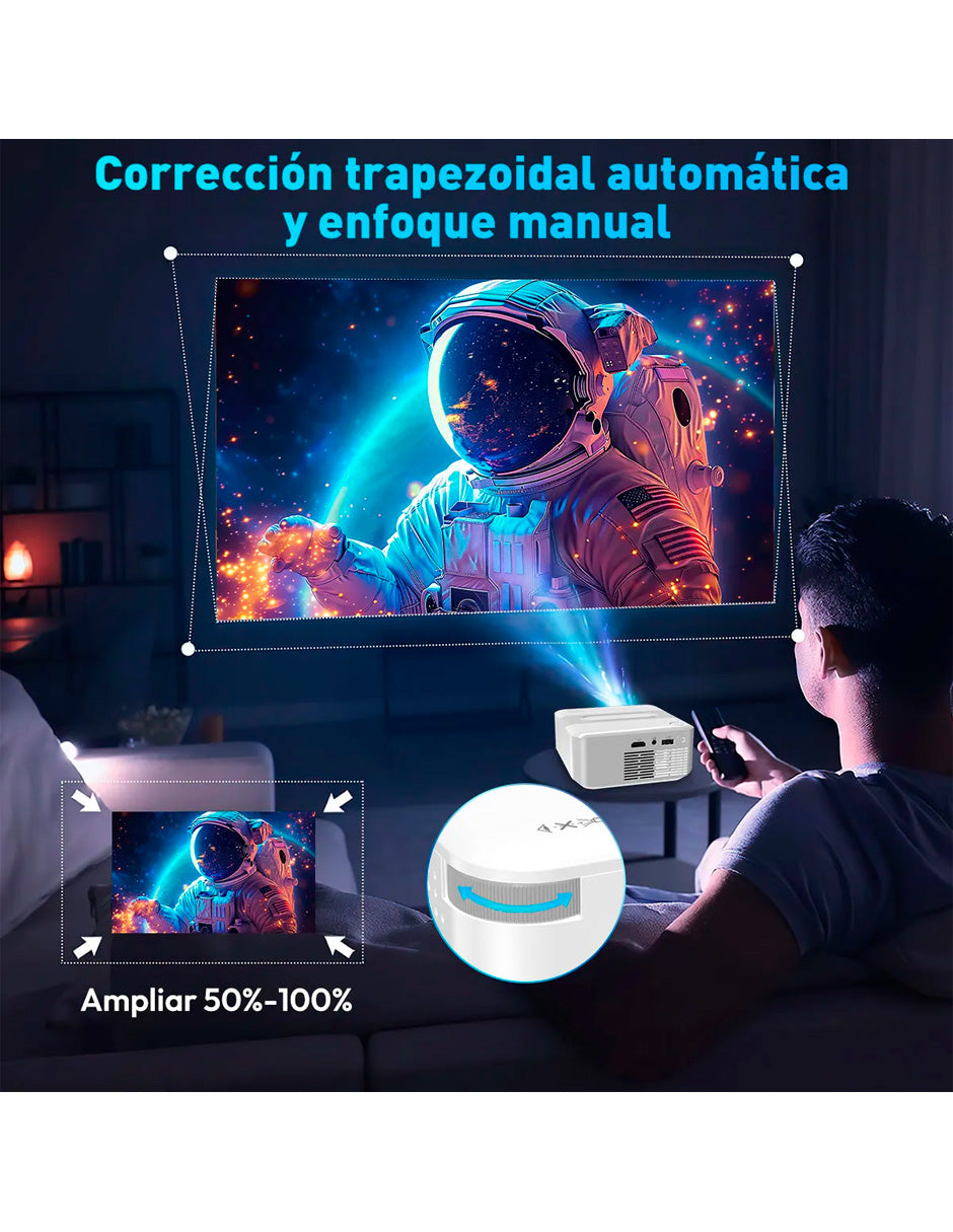 Petukita Box Proyector X6 4K con Android con WiFi y Sonido HiFi blanco