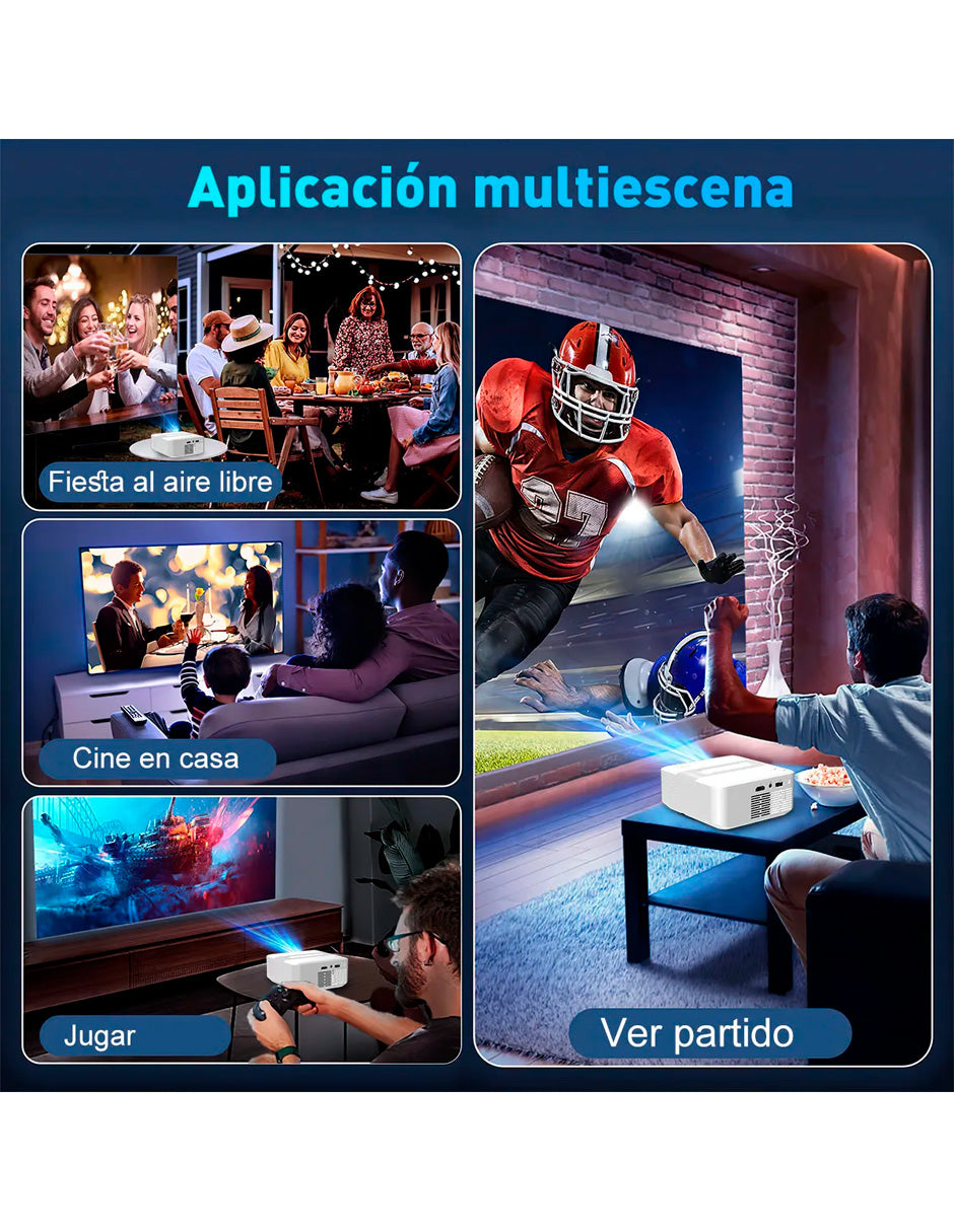 Petukita Box Proyector X6 4K con Android con WiFi y Sonido HiFi blanco
