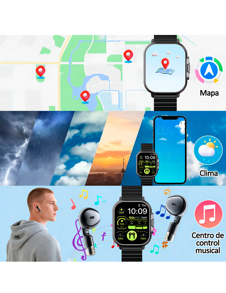 Petukita Box Smartwatch D8 con Audífonos – Innovación 2 en 1: Estilo, Deporte y Conectividad