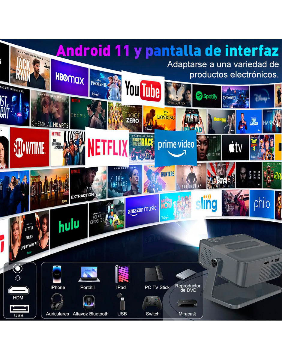 Proyector Petukita Box HA109 4K Android 14000lm