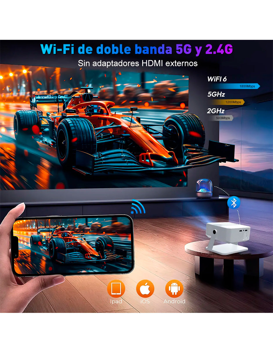 Proyector Petukita Box HA109 4K Android 14000lm Blanco