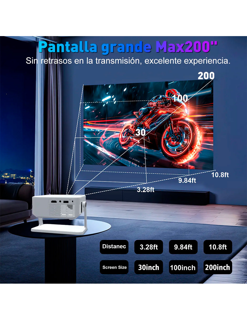 Proyector Petukita Box HA109 4K Android 14000lm Blanco