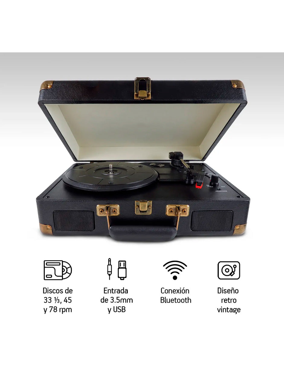Tocadiscos Vinilo Bluetooth Petukita Box – Diseño Vintage Portátil