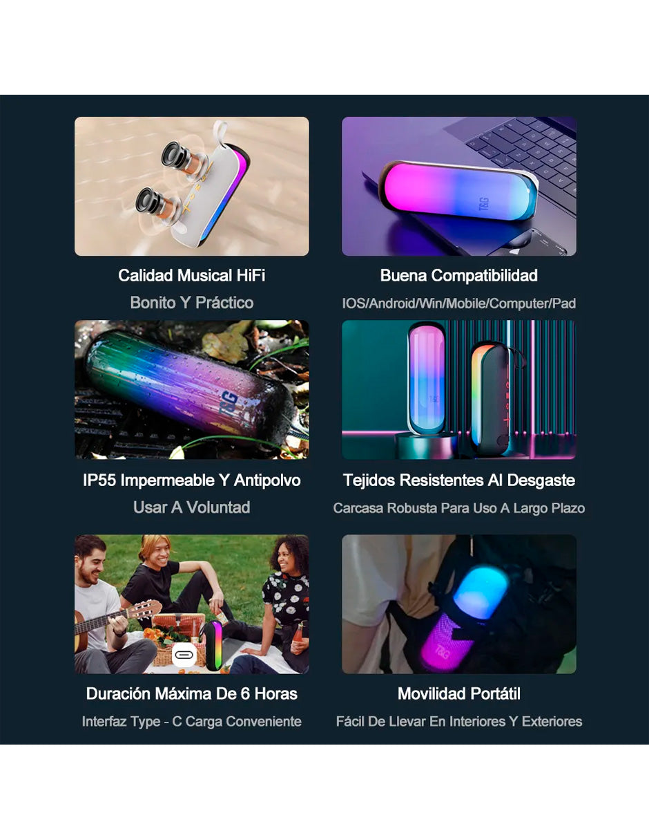 Petukita Box – Bocina Bluetooth Portátil Waterproof Mini RGB