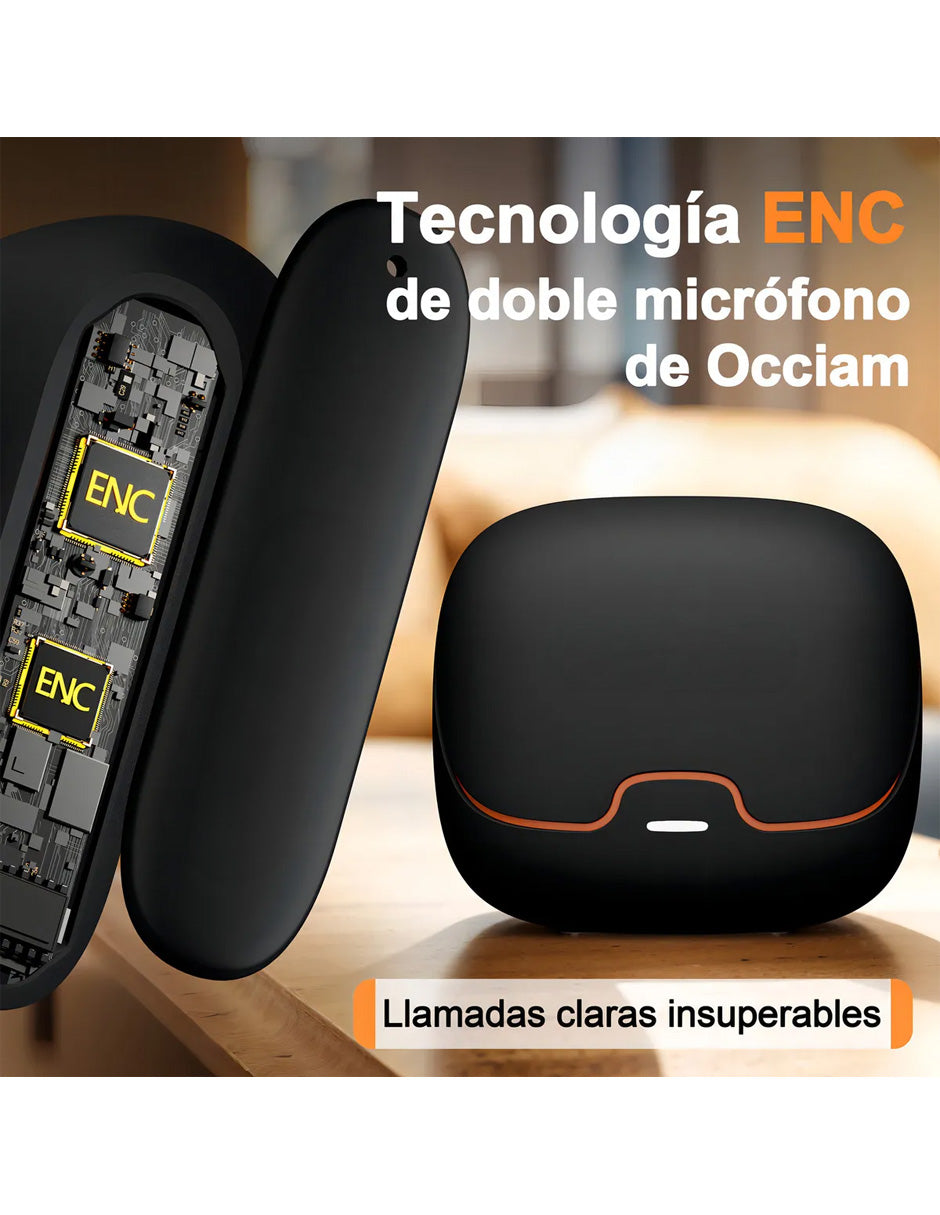 Audífonos Inalámbricos Petukita Box S36 Negro/Naranja | Hi-Fi | ENC | Hasta 100 Horas de Batería | Baja Latencia 45 ms | Bluetooth 5.x