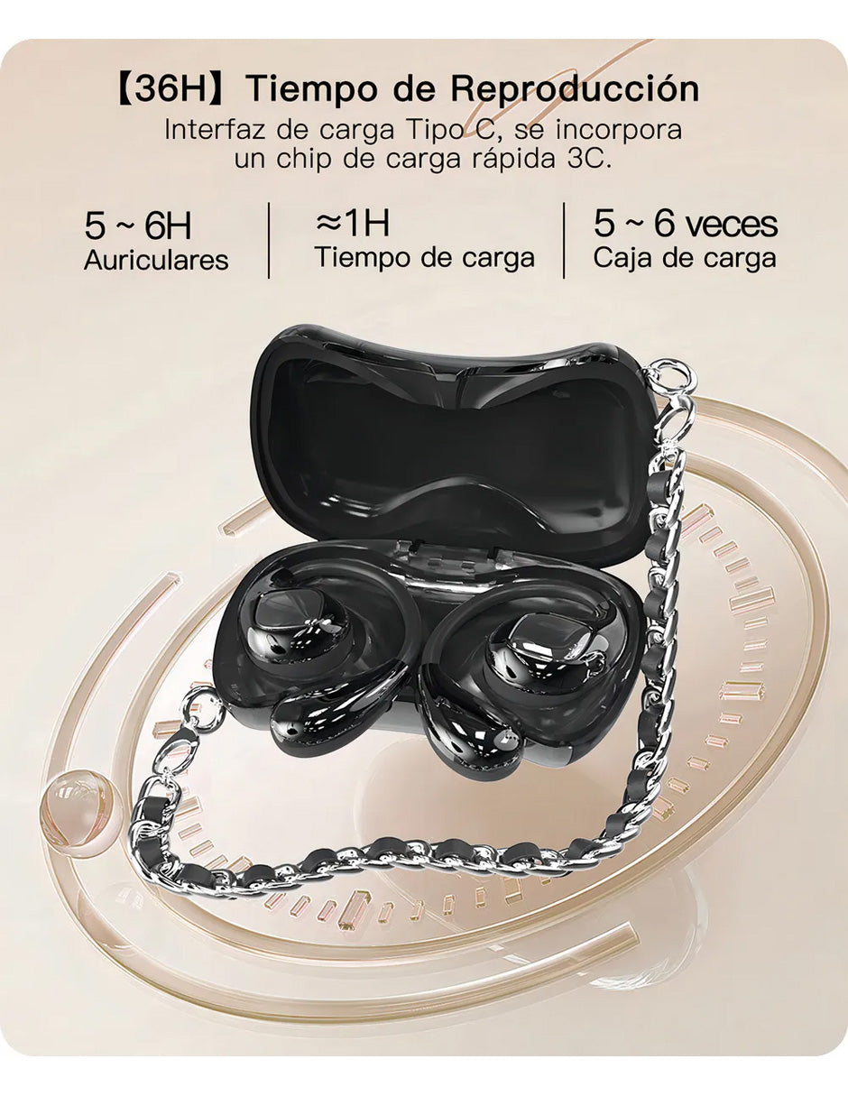 Audífonos Inalámbricos Petukita Box YX46 OWS Bluetooth 5.4 Open Ear | Audio HiFi | 4 Micrófonos ENC | Hasta 20 m de Alcance | Diseño Oreja Colgante