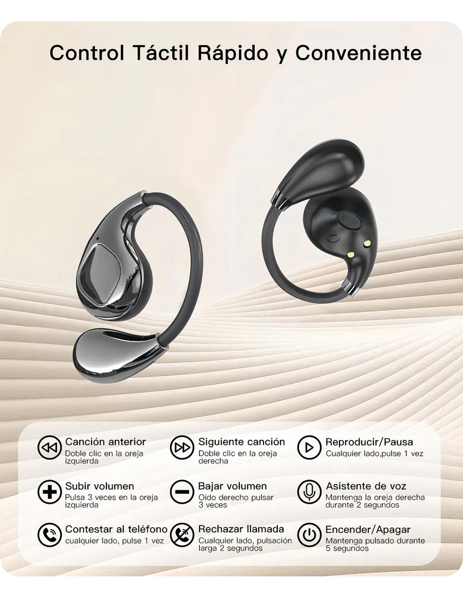 Audífonos Inalámbricos Petukita Box YX46 OWS Bluetooth 5.4 Open Ear | Audio HiFi | 4 Micrófonos ENC | Hasta 20 m de Alcance | Diseño Oreja Colgante