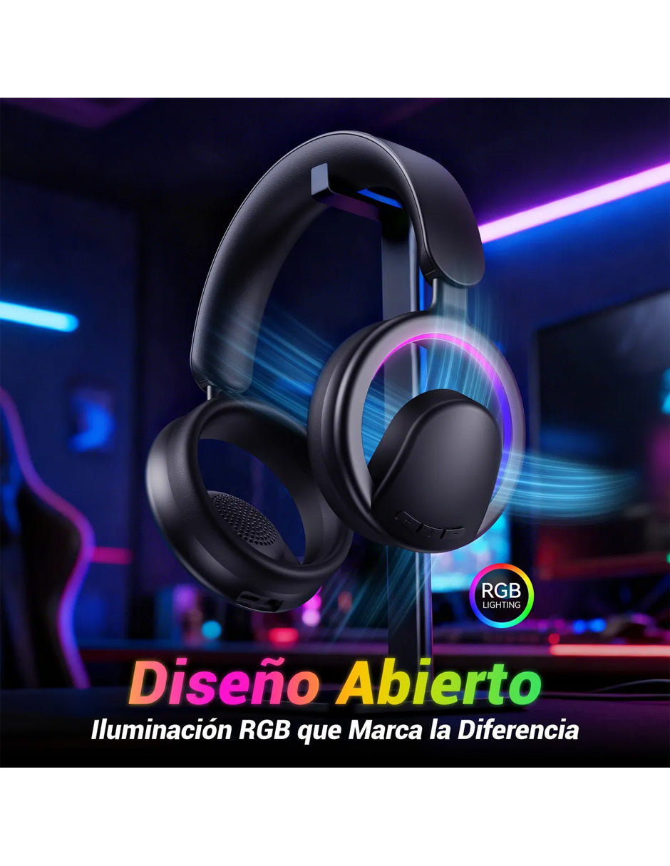 Audífonos Gamer Inalámbricos Petukita Box B16 RGB Negro | Sonido 7.1, Bluetooth, RGB y Baja Latencia