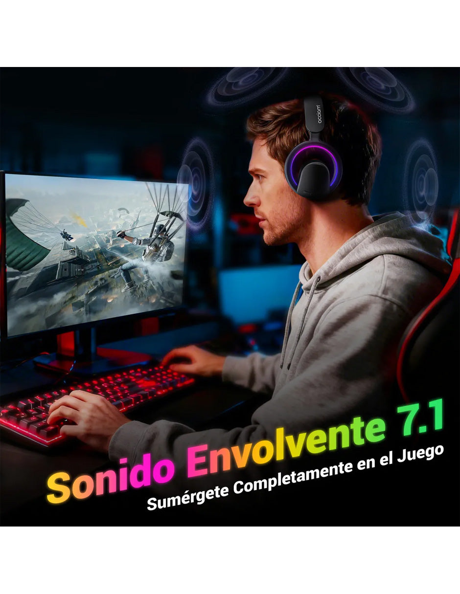Audífonos Gamer Inalámbricos Petukita Box B16 RGB Negro | Sonido 7.1, Bluetooth, RGB y Baja Latencia