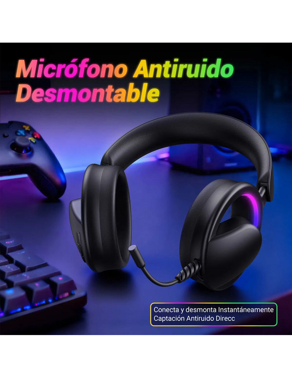 Audífonos Gamer Inalámbricos Petukita Box B16 RGB Negro | Sonido 7.1, Bluetooth, RGB y Baja Latencia