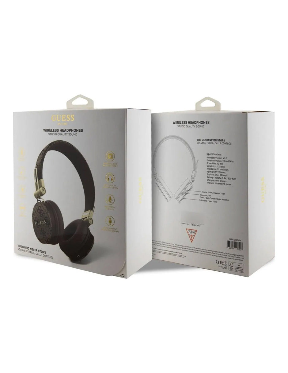 Audífonos Inalámbricos Petukita Box Brown 4G Metal BT Guess | Bluetooth, Estuche de Carga y Micrófono Integrado