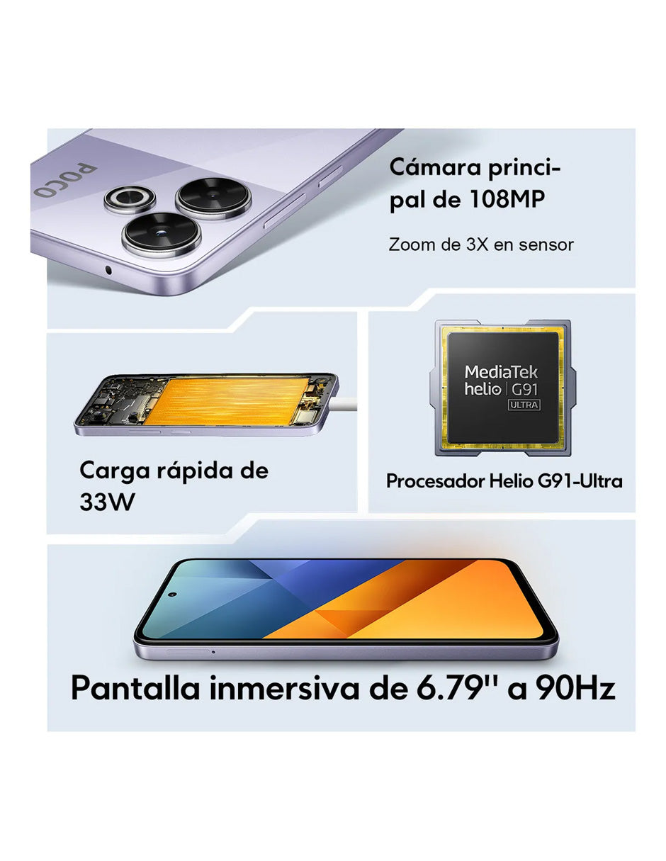 Smartphone Xiaomi Poco M6 128GB Negro | 6GB RAM, Dual SIM y Alto Rendimiento