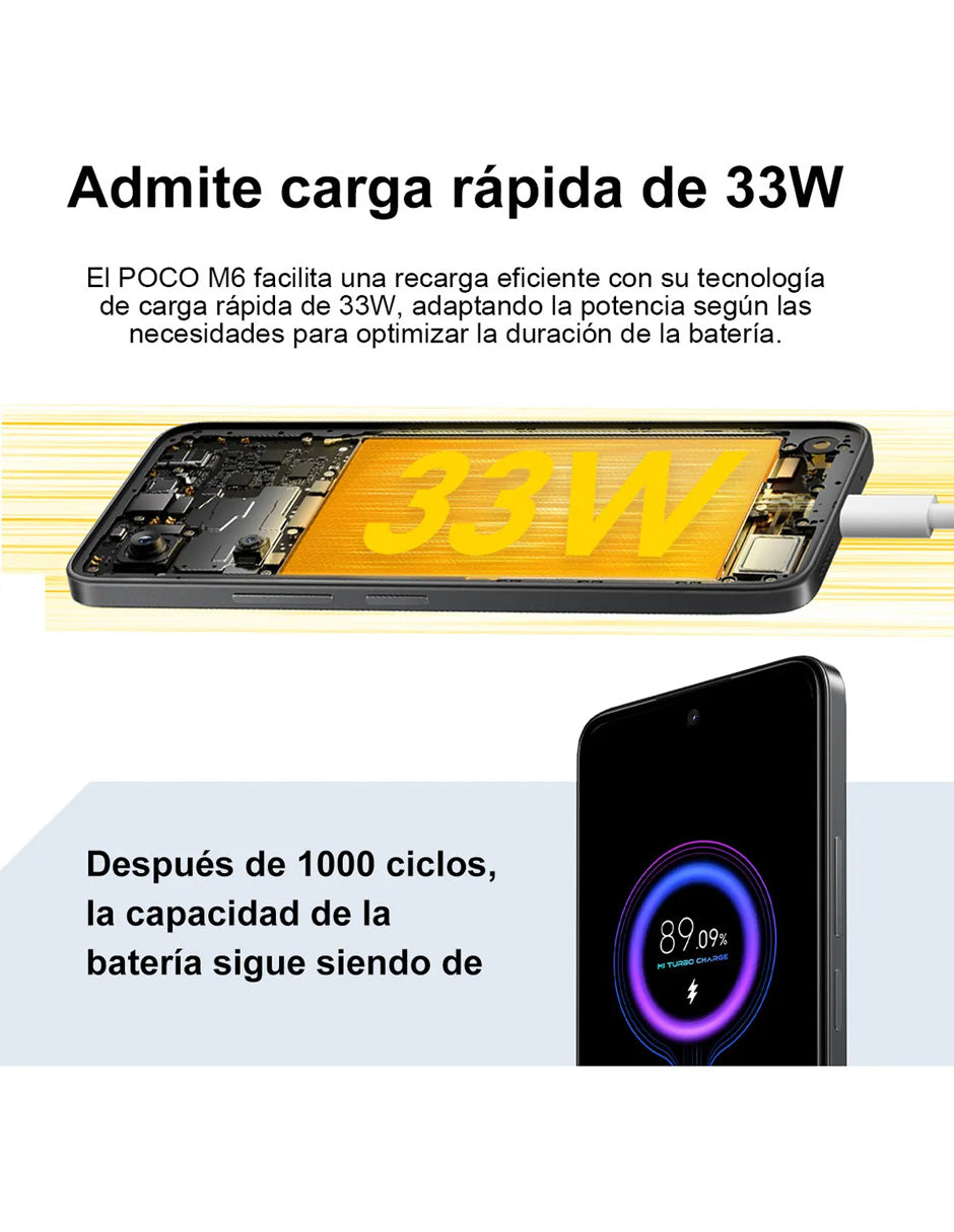 Smartphone Xiaomi Poco M6 128GB Negro | 6GB RAM, Dual SIM y Alto Rendimiento