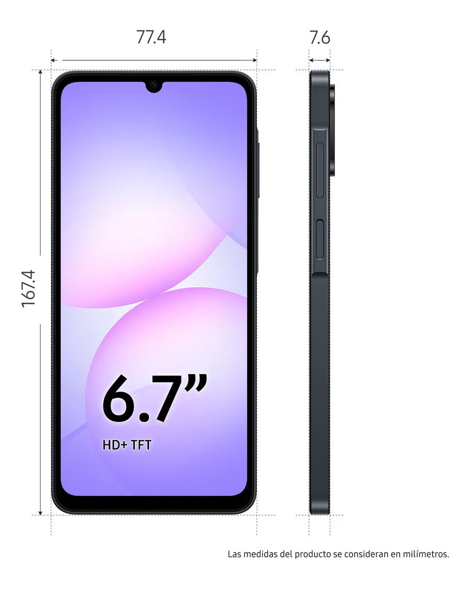 Smartphone Samsung Galaxy A07 64GB Negro | Dual SIM, Batería de Larga Duración y Diseño Compacto