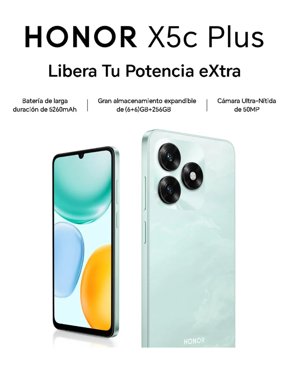 Smartphone Honor X5c Plus 256GB Midnight Black | 6GB RAM, Almacenamiento Amplio y Cámara con IA
