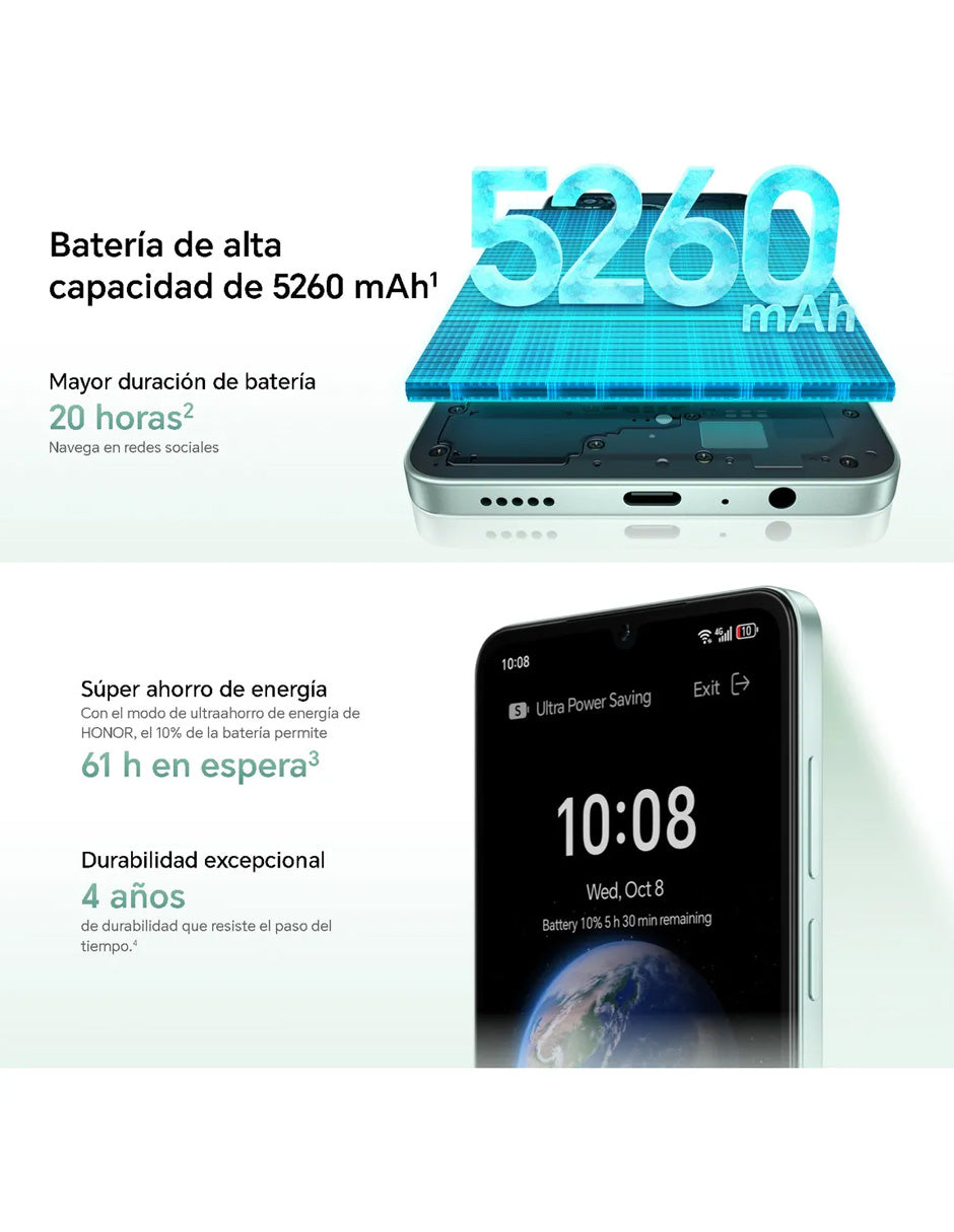 Smartphone Honor X5c Plus 256GB Midnight Black | 6GB RAM, Almacenamiento Amplio y Cámara con IA