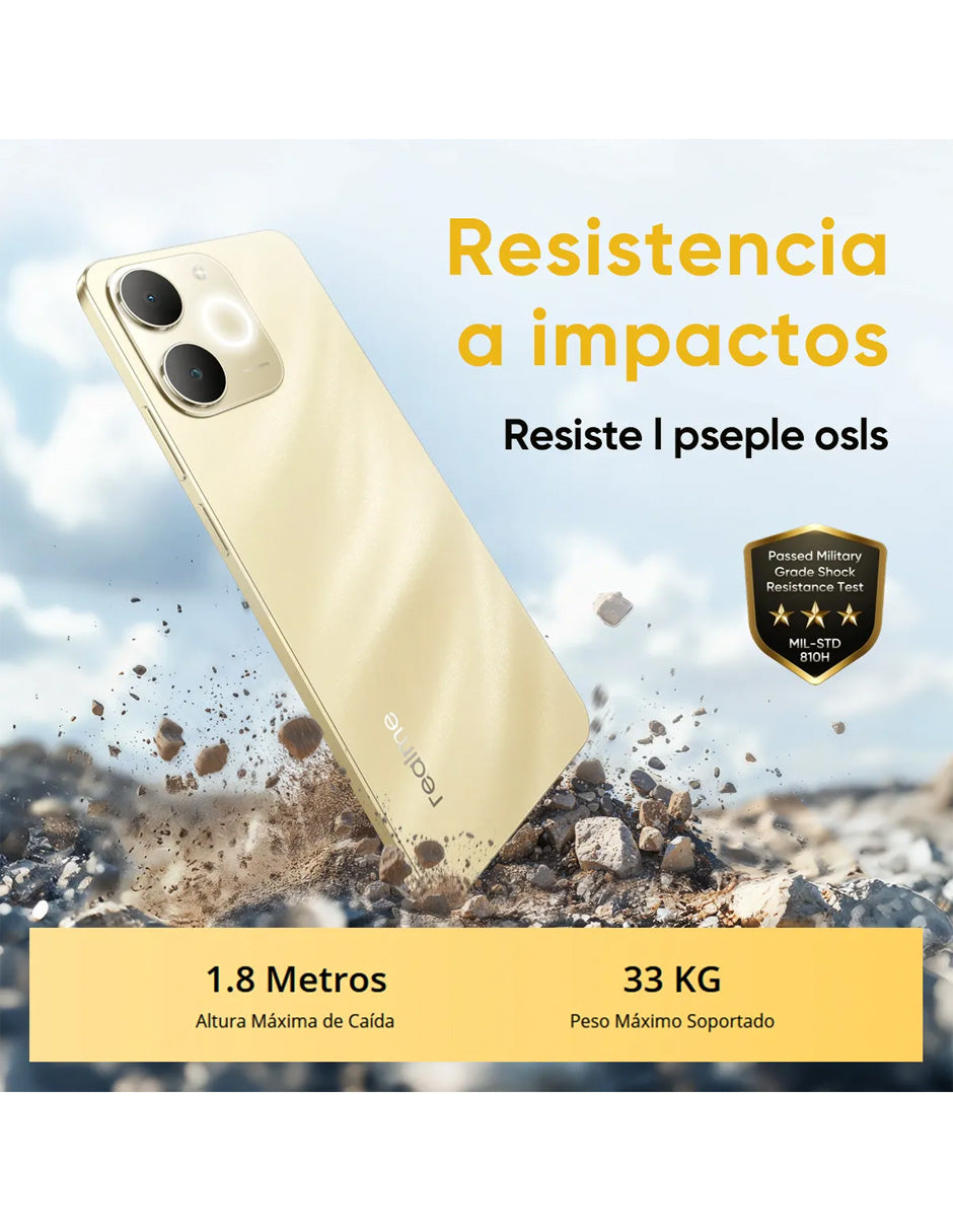 Smartphone Realme Note 70T 128GB Dorado | 16GB RAM Dinámica, Batería 6000mAh, Pantalla 6.74" e IP64