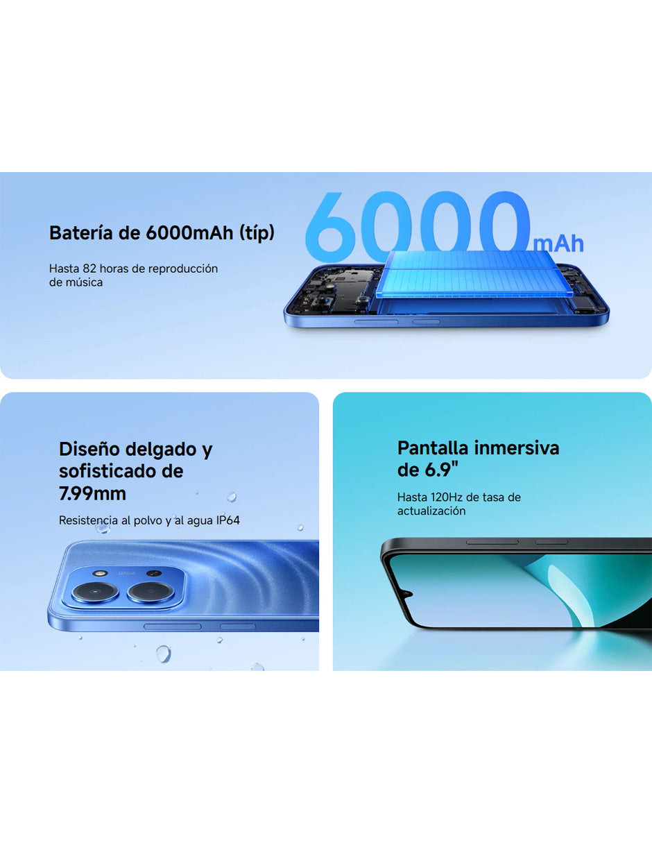 Smartphone Xiaomi Redmi 15C 128GB 4GB RAM Mint Green | Pantalla 6.9", Cámara 50MP, HyperOS