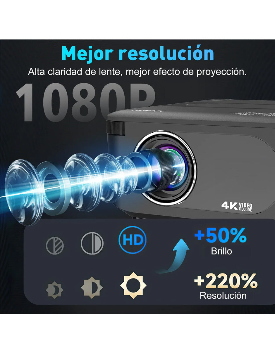 Combo Mini Proyector X6 Profesional LED + Bocina Bluetooth Go 4 Waterproof IP67 Azul | Cine en Casa Portátil, Gaming y Streaming
