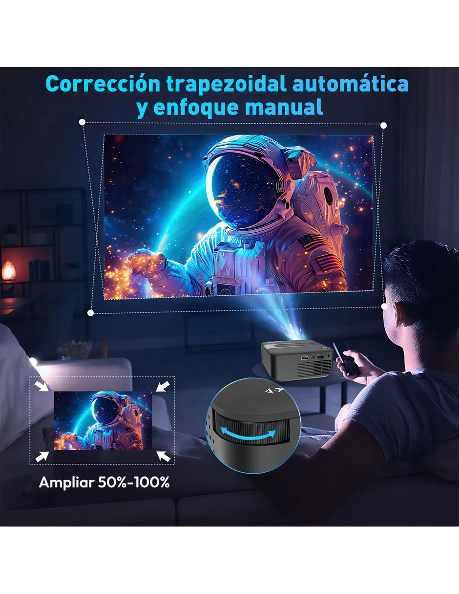 Combo Mini Proyector X6 Profesional LED + Bocina Bluetooth Go 4 Waterproof IP67 Azul | Cine en Casa Portátil, Gaming y Streaming