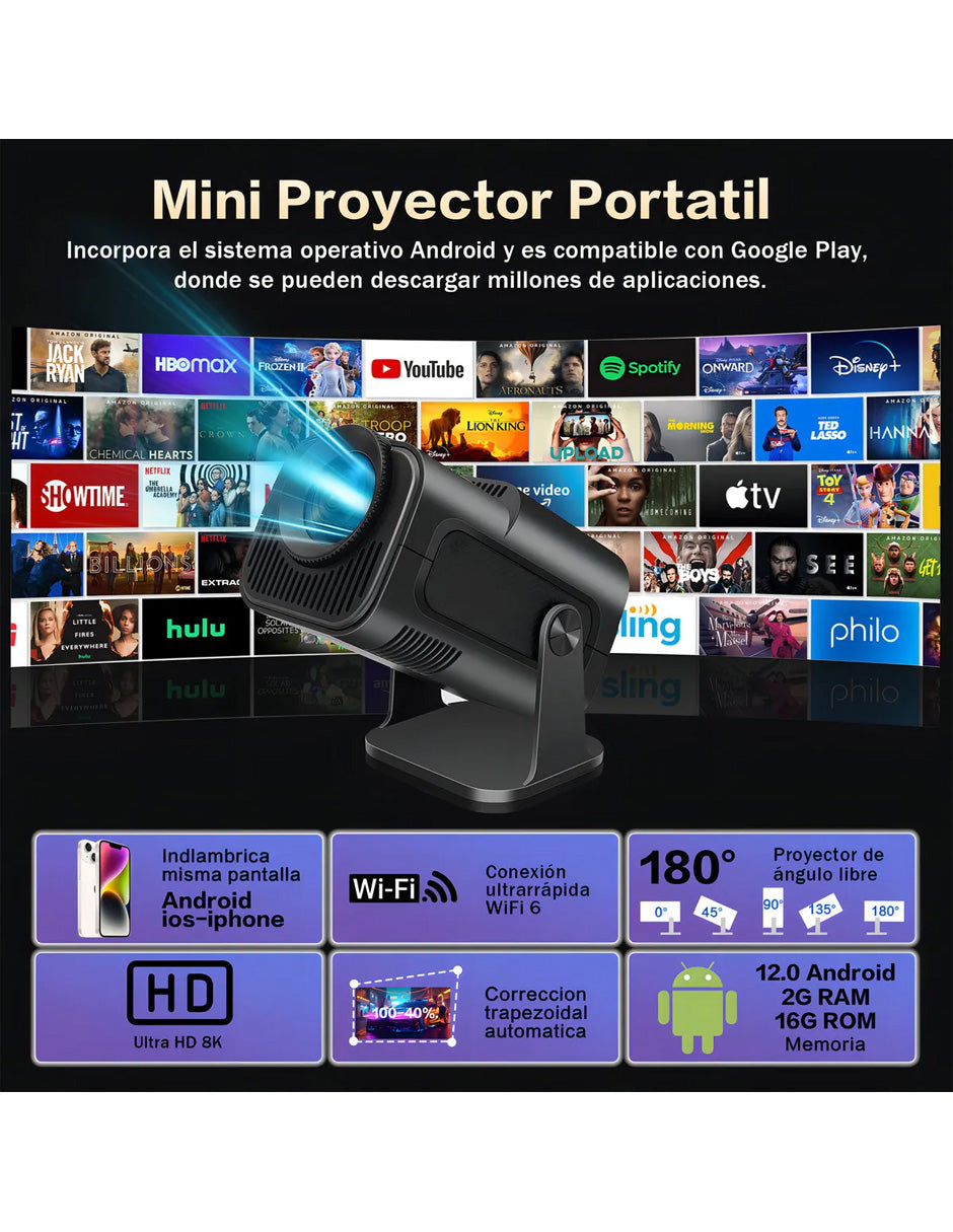 Proyector 4K Petukita Box WiFi Smart Pro Negro