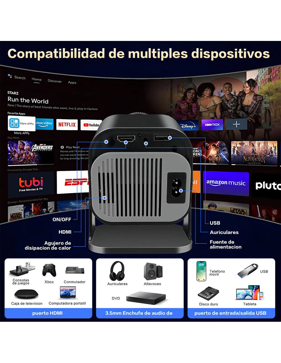 Proyector 4K Petukita Box WiFi Smart Pro Negro