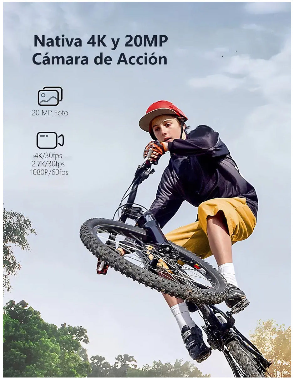 Cámara Deportiva GA-100 4K Negra Petukita Box