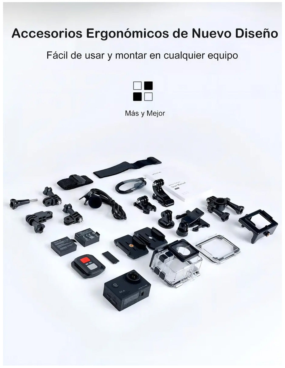 Cámara Deportiva GA-100 4K Negra Petukita Box