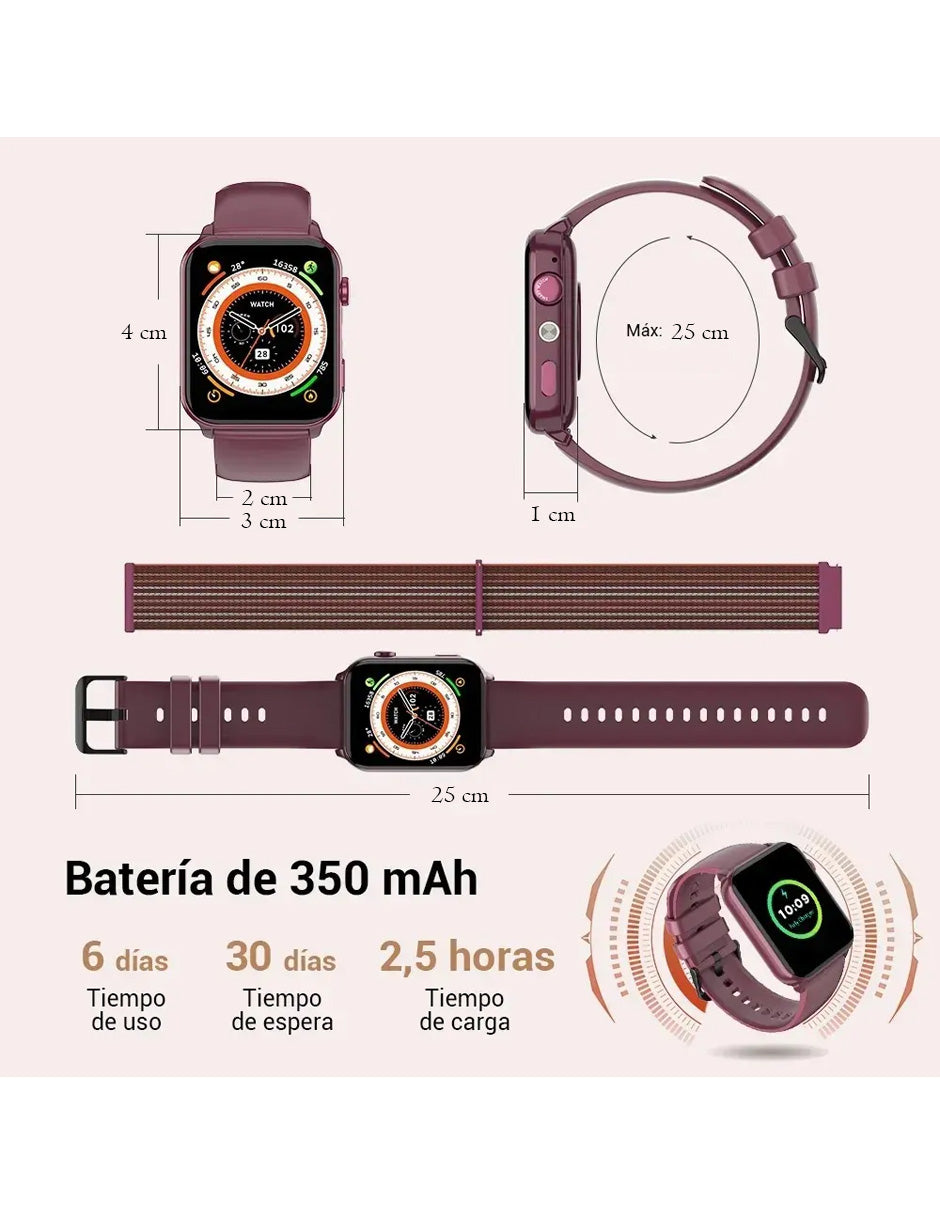 Smartwatch IOWOR30 Petukita Box Violeta con Linterna