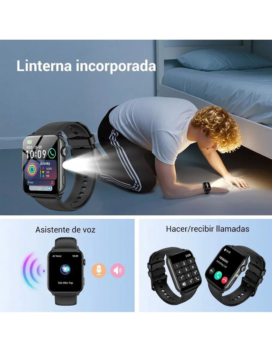 Smartwatch IOWOR30 Petukita Box Negro con Linterna