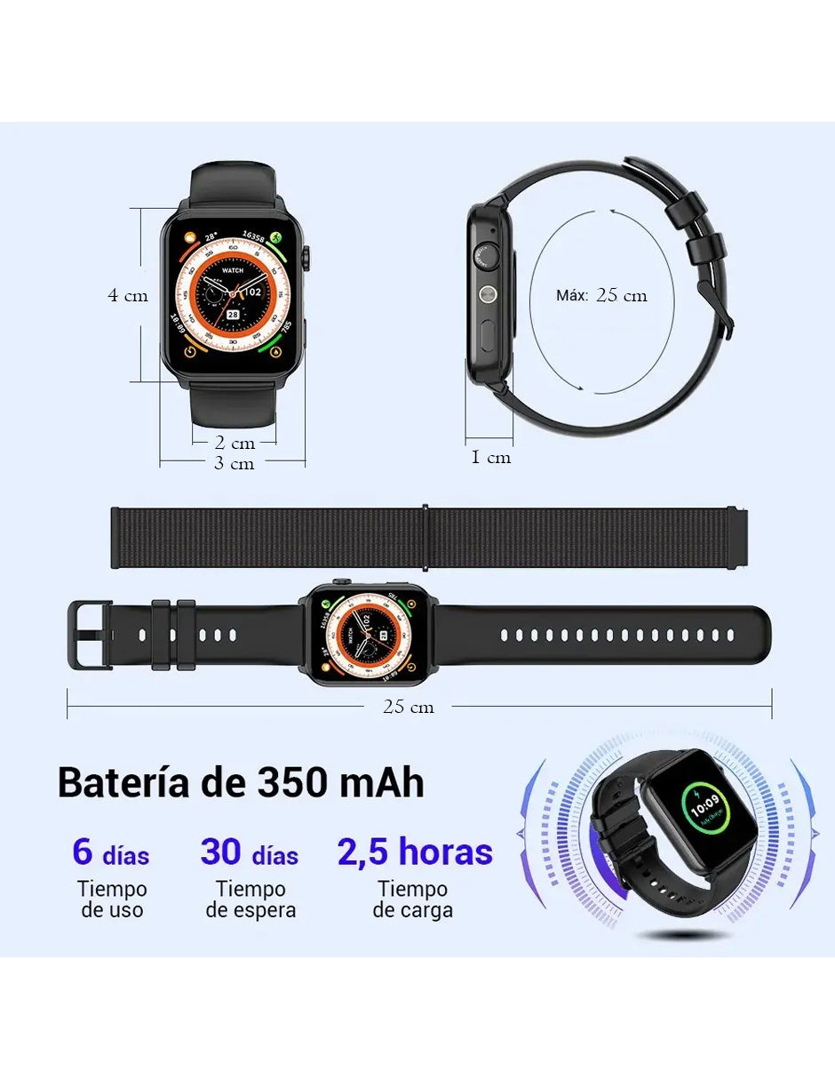 Smartwatch IOWOR30 Petukita Box Negro con Linterna