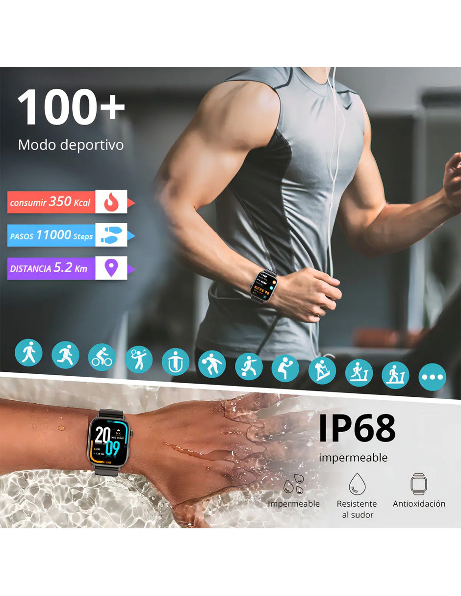 Smartwatch C8MAX Petukita Box Negro con Asistente Virtual