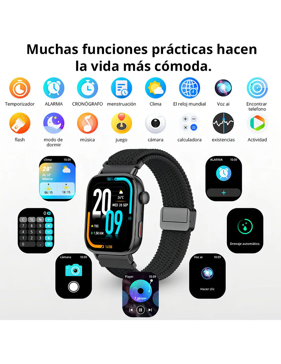 Smartwatch C8MAX Petukita Box Negro con Asistente Virtual