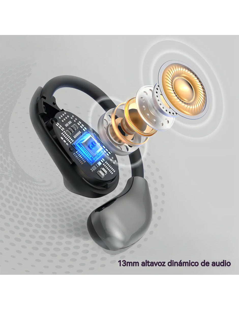 Audífonos Open Ear AC510 Petukita Box Negro | Bluetooth con IA para Llamadas Claras