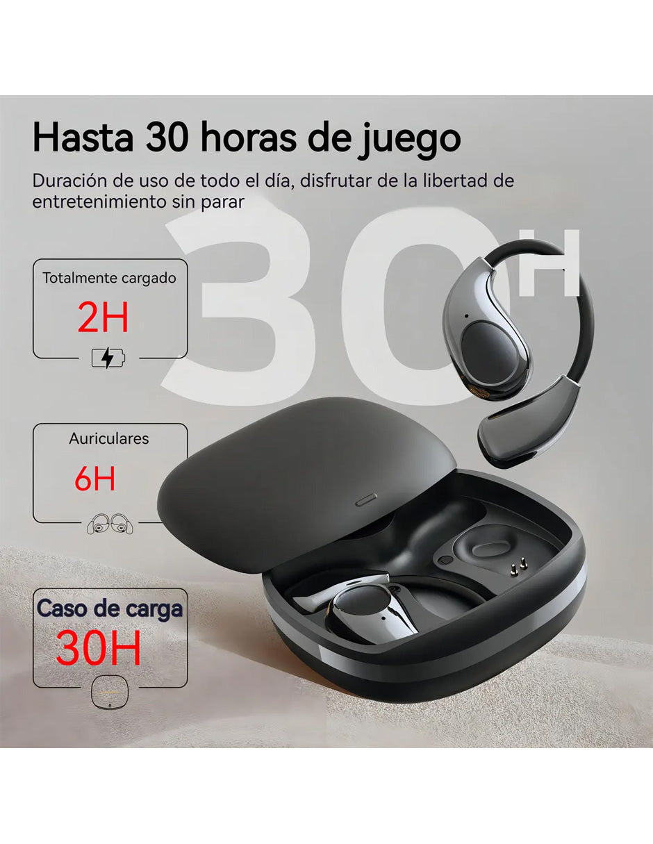 Audífonos Open Ear AC510 Petukita Box Negro | Bluetooth con IA para Llamadas Claras