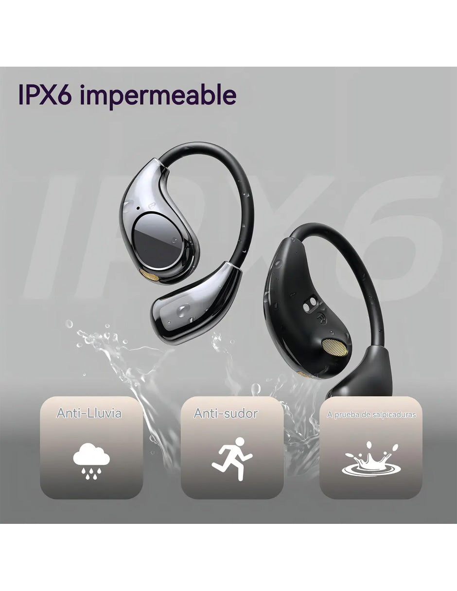 Audífonos Open Ear AC510 Petukita Box Negro | Bluetooth con IA para Llamadas Claras