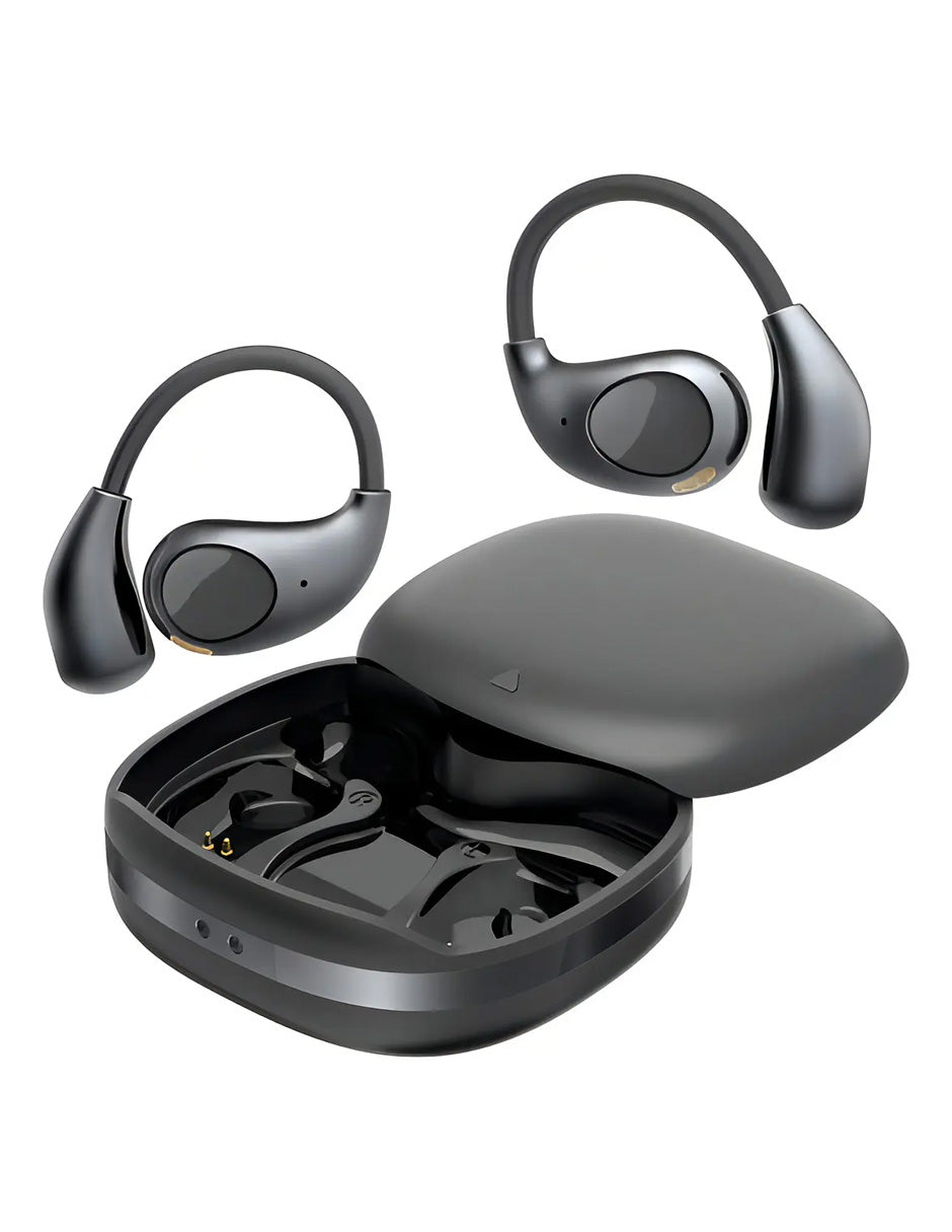 Audífonos Open Ear AC510 Petukita Box Negro | Bluetooth con IA para Llamadas Claras