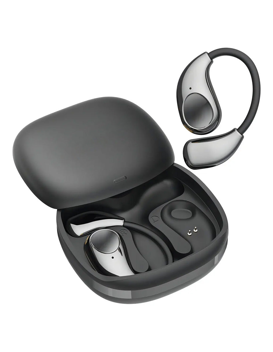Audífonos Open Ear AC510 Petukita Box Negro | Bluetooth con IA para Llamadas Claras