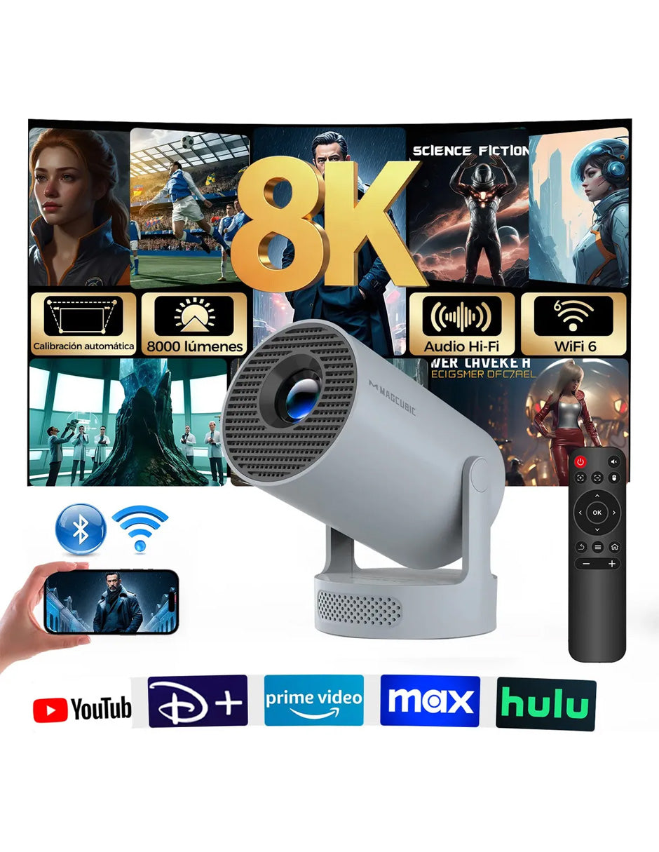 Proyector HY300PRO+ Petukita Box | Android 14, Wi-Fi 6, Bluetooth 5.4, Soporte 180°, Cine en Casa HD