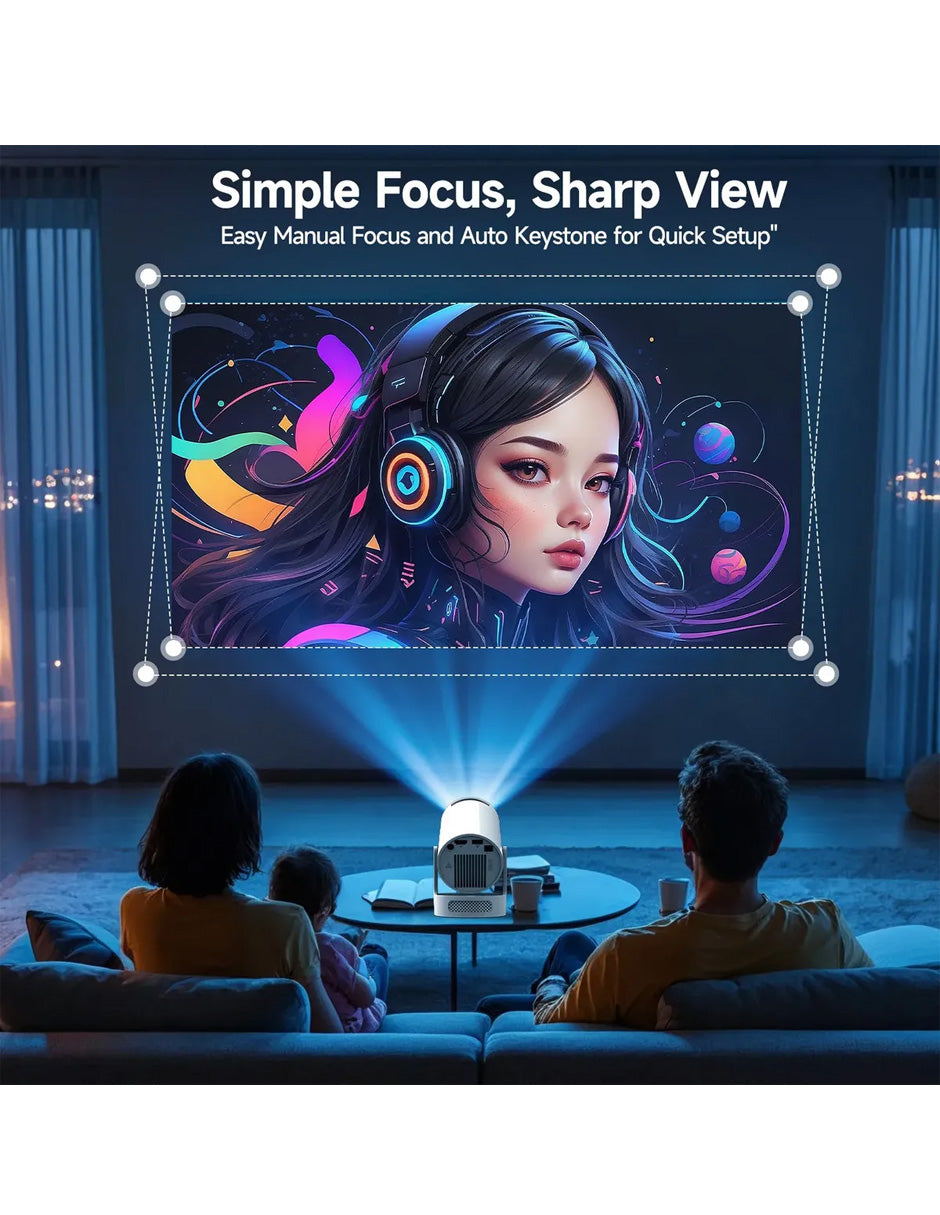 Proyector HY300PRO+ Petukita Box | Android 14, Wi-Fi 6, Bluetooth 5.4, Soporte 180°, Cine en Casa HD