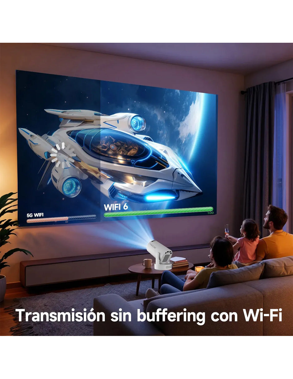 Proyector HY300PRO+ Petukita Box | Android 14, Wi-Fi 6, Bluetooth 5.4, Soporte 180°, Cine en Casa HD