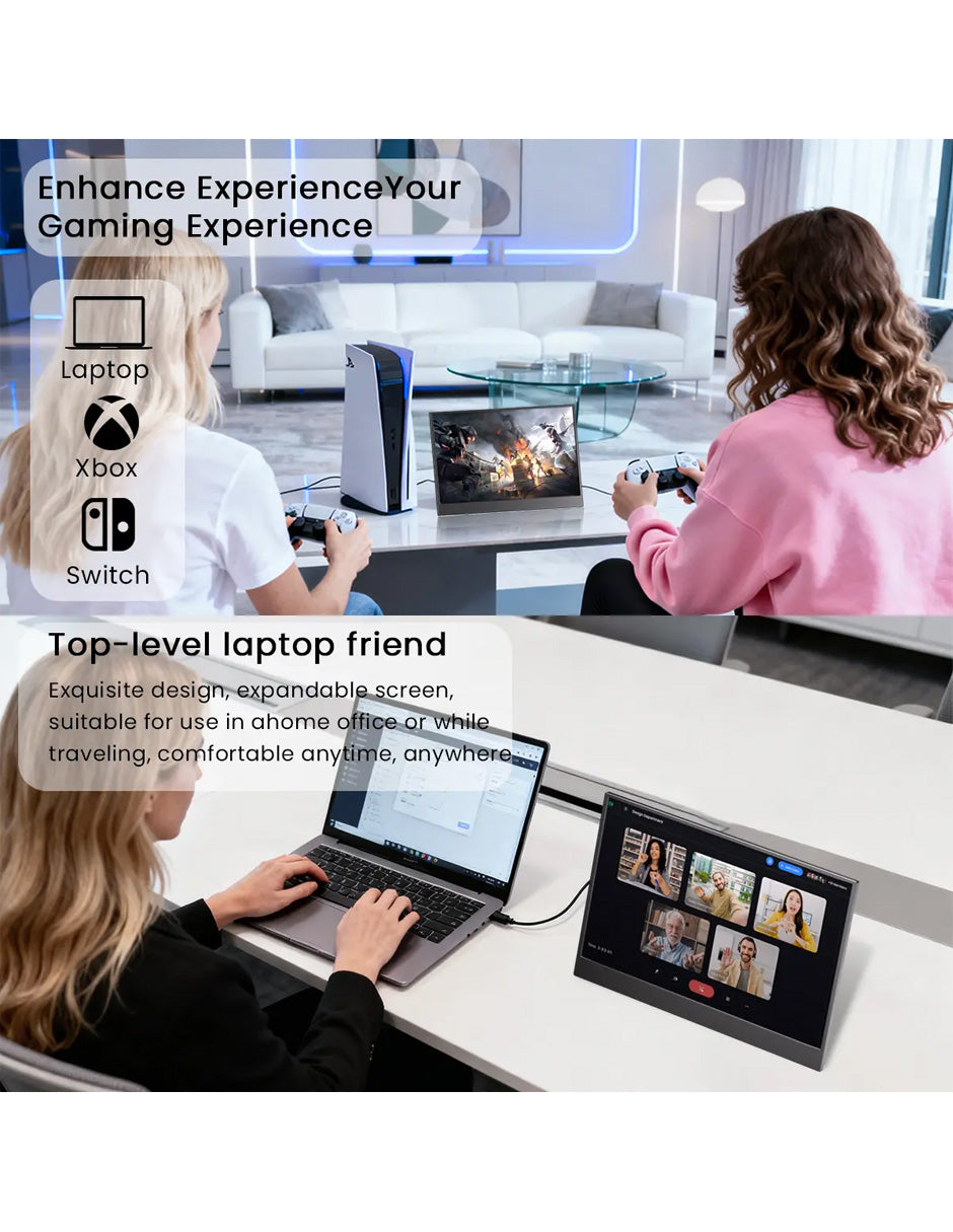 Monitor Portátil Petukita Box TH-ZJ14 14" Full HD+ IPS 16:10 USB-C HDMI HDR para Laptop, MacBook, PC, PS5, Nintendo Switch